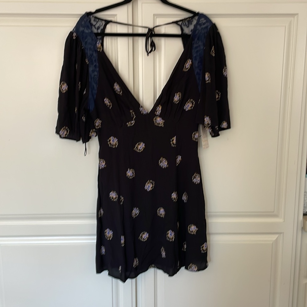 NWT Free People Navy Open Back Flowy Lace Dress